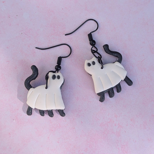 Ghost Cat Drop Earrings