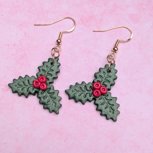 Holly Leaf Drop Earrings