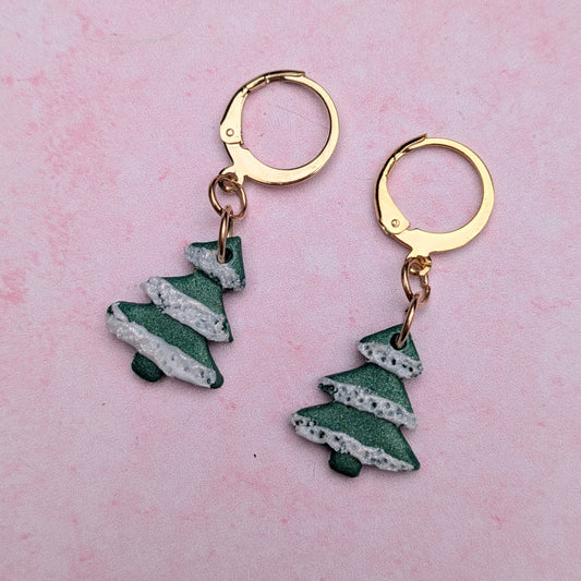 Christmas Tree Huggie Earrings