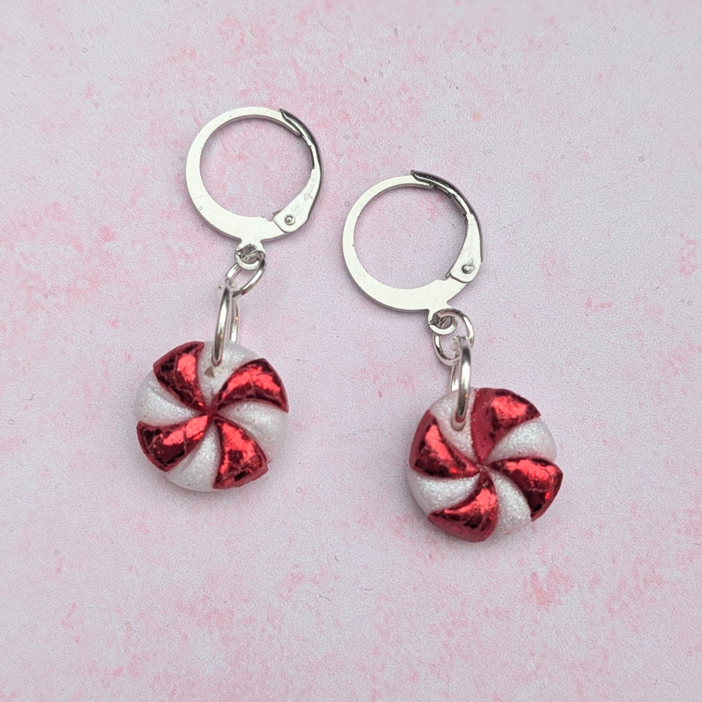 Christmas Pinwheel Huggie Earrings