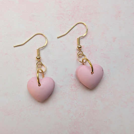 Pink Puffy Heart Drop Earrings