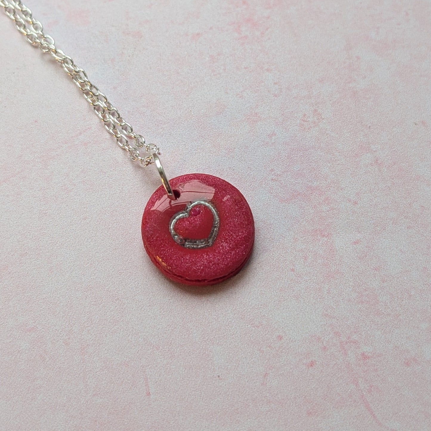 Red Heart Print Necklace