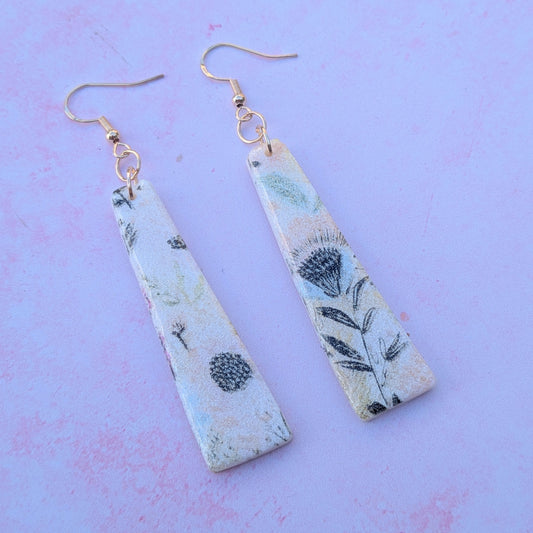 Pastel Floral Long Drop Earrings