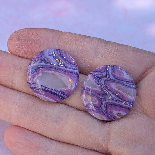 Zero Waste Large Amethyst Circle Studs