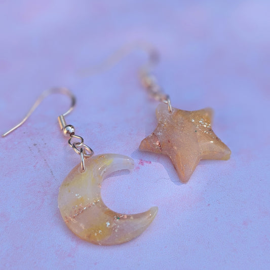 Sunshine Yellow Crystal Star & Moon Drops