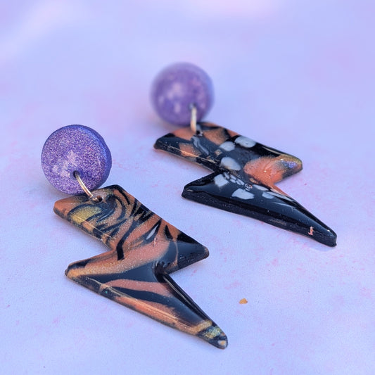 Zero Waste Purple & Orange Bolt Studs
