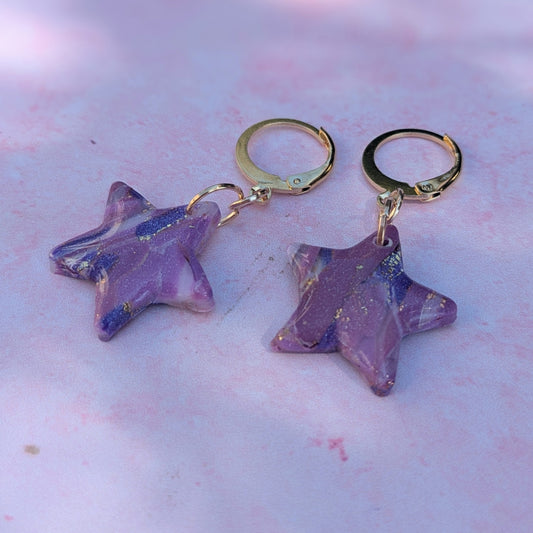 Zero Waste Purple & Gold Huggie Stars