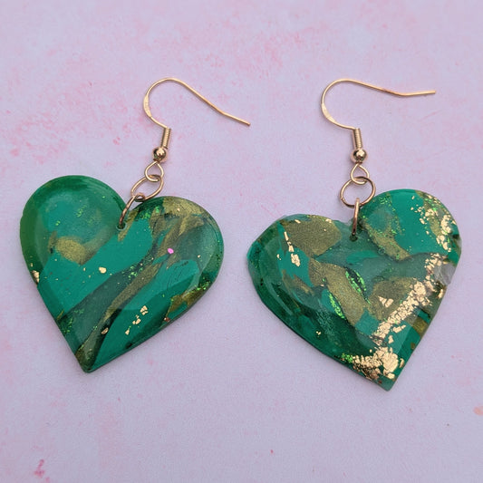 Green Crystal Heart Drops