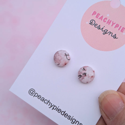 Cherry Blossom Print Circle Studs