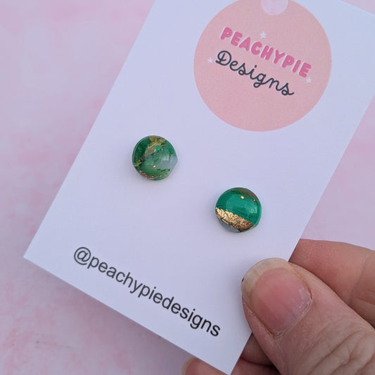 Green Crystal Circle Studs