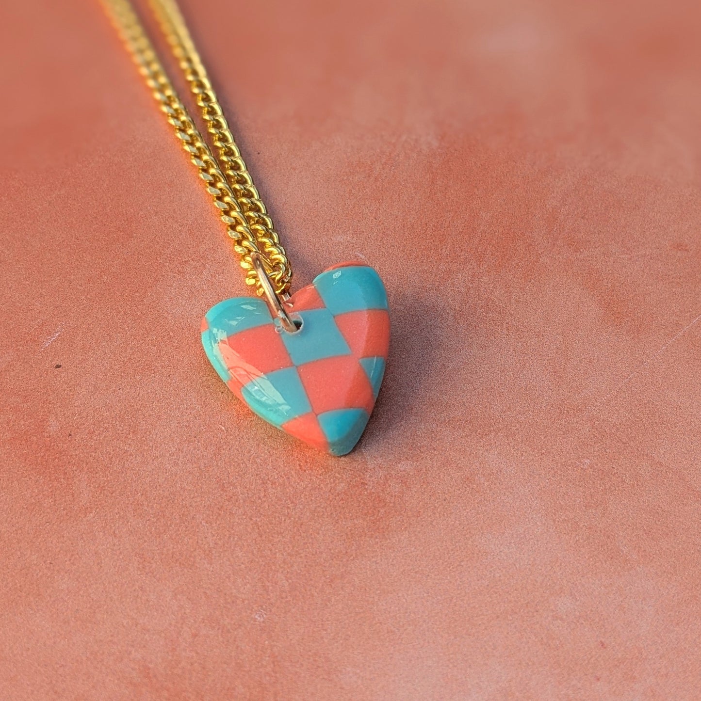 Coral & Turquoise Heart Necklace
