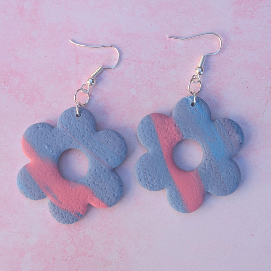 Zero Waste Blue & Pink Floral Earrings