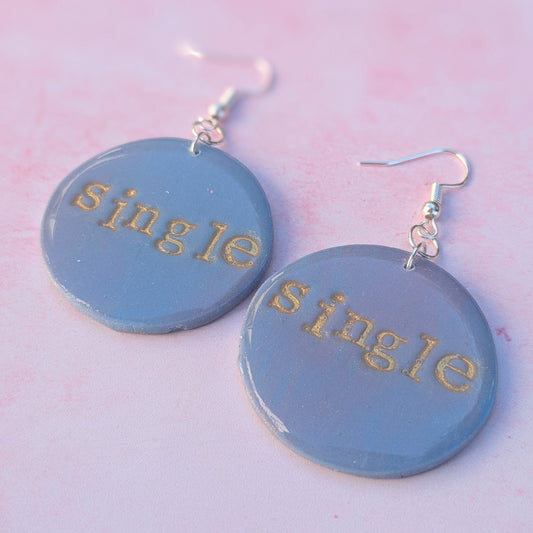 'Single; Blue Drop Earrings