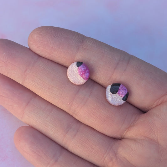 Double Pink Leopard Print Circle Studs