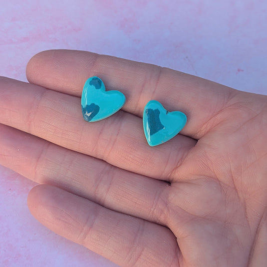 Double Blue Heart Studs