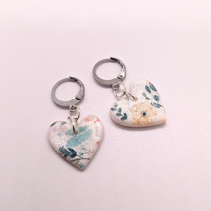 Summer Floral Heart Huggy Earrings