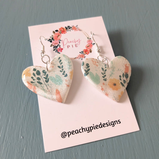 Vintage Floral Heart Earrings