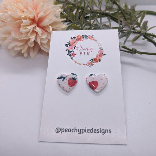 Strawberry Heart Stud Earrings