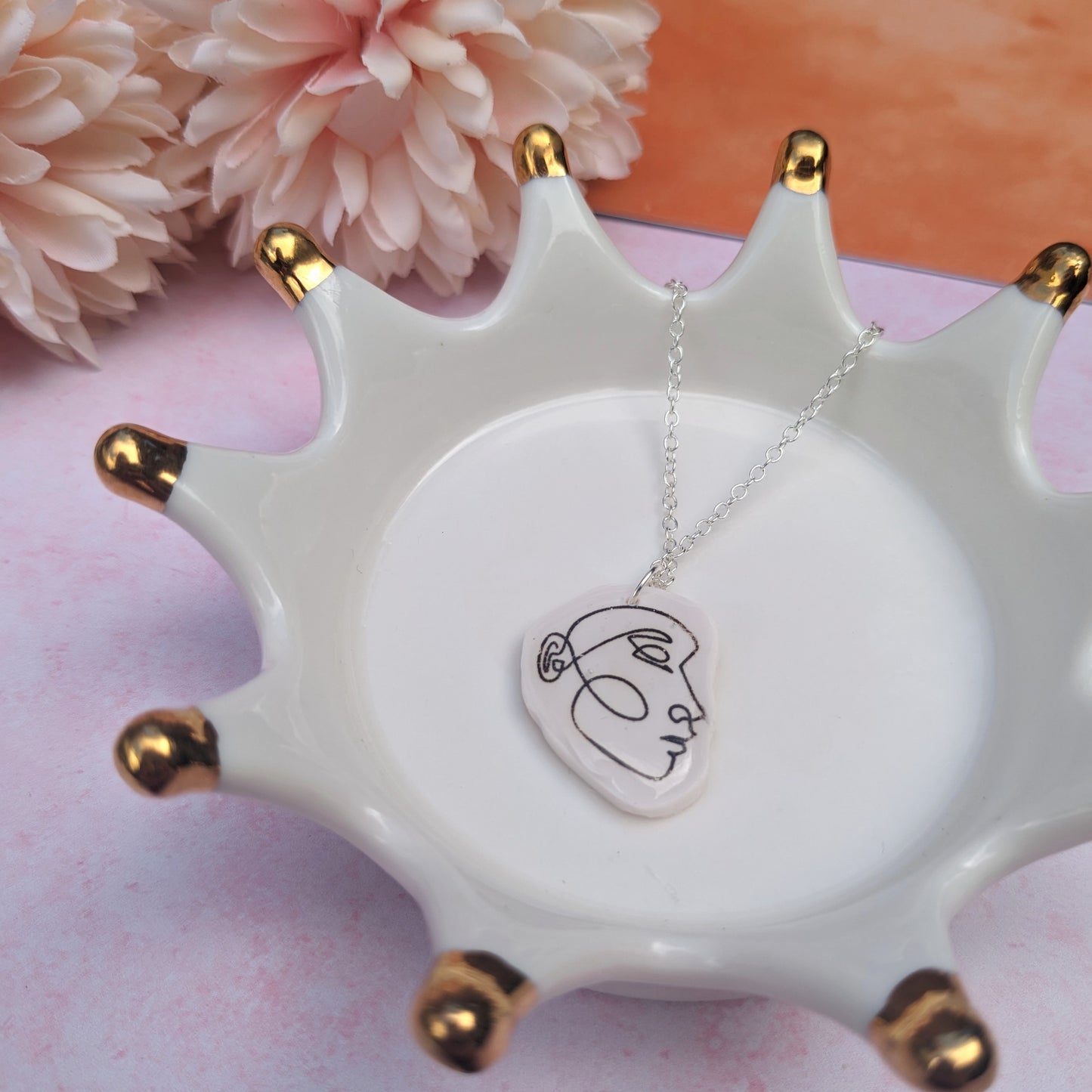 Freehand Swirl Face Necklace