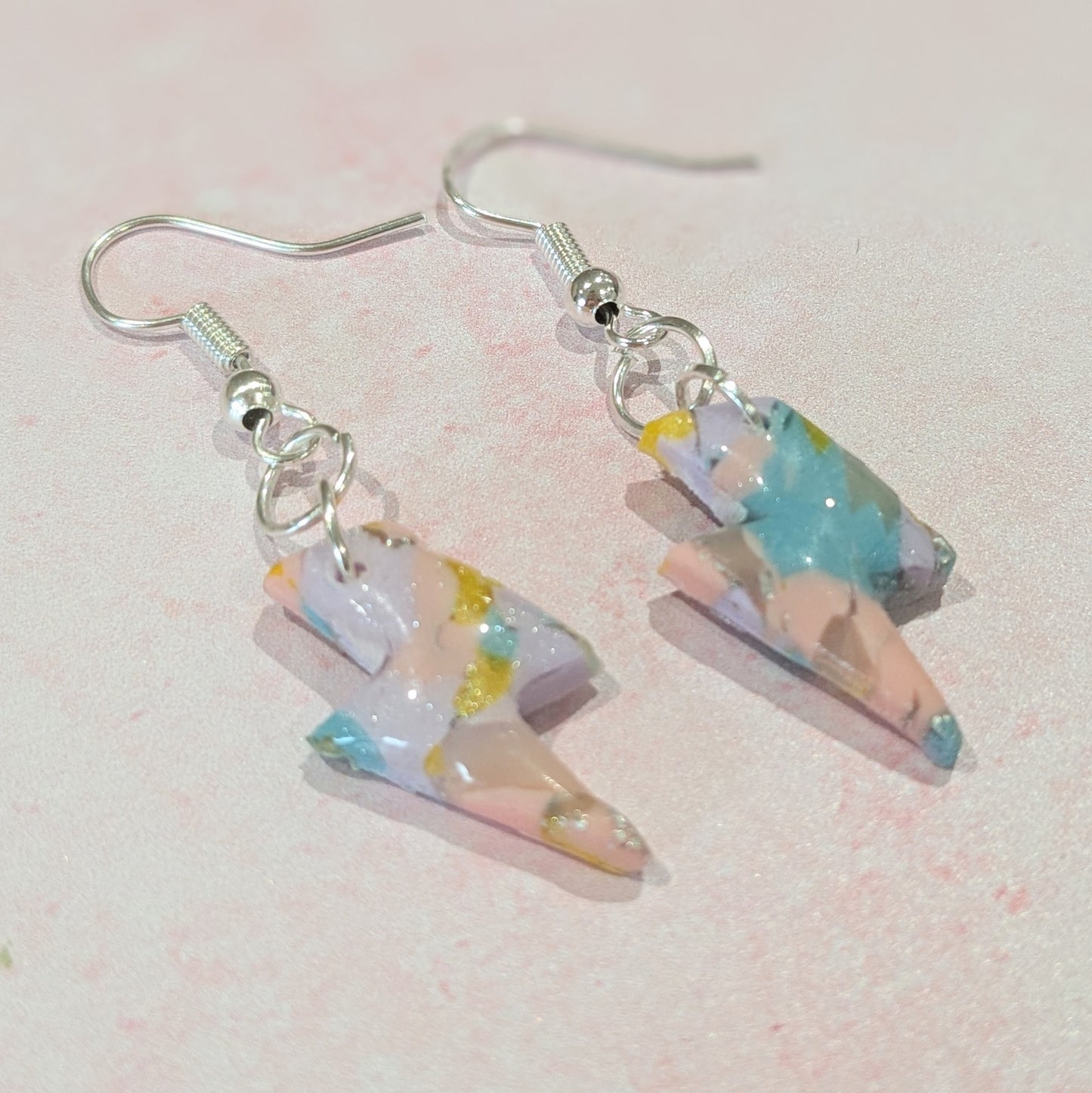 Spring Colour Mix Small Lightning Bolt Drop Earrings