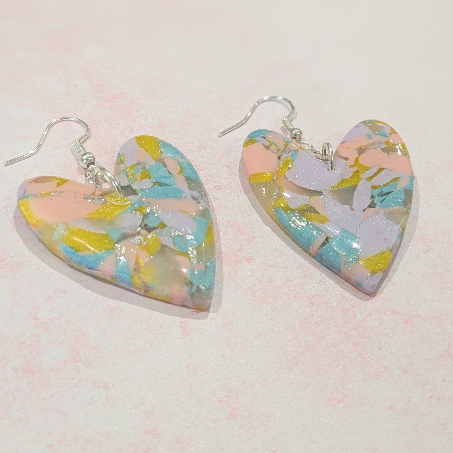 Spring Colour Mix Heart Drop Earrings