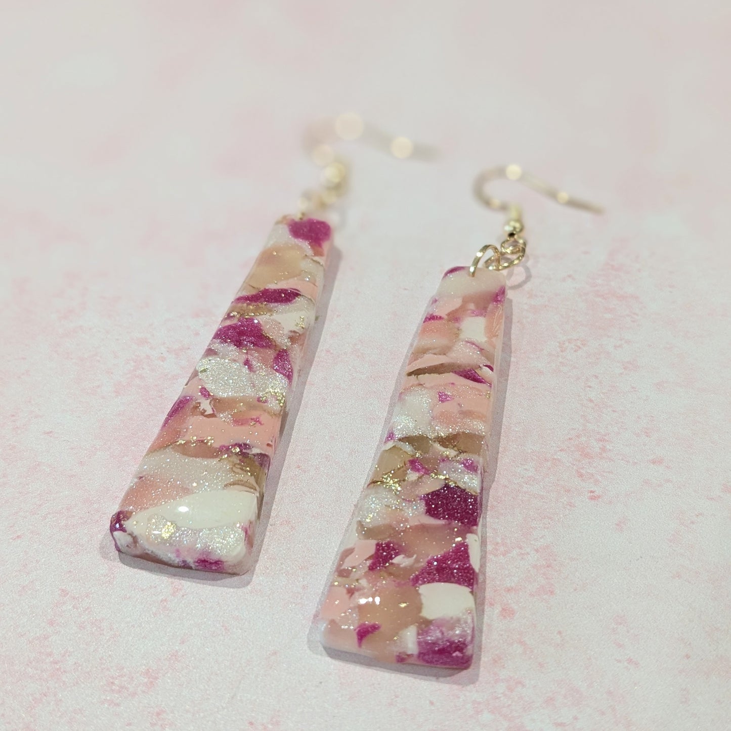 Pink Colour Mix Long Drop Earrings