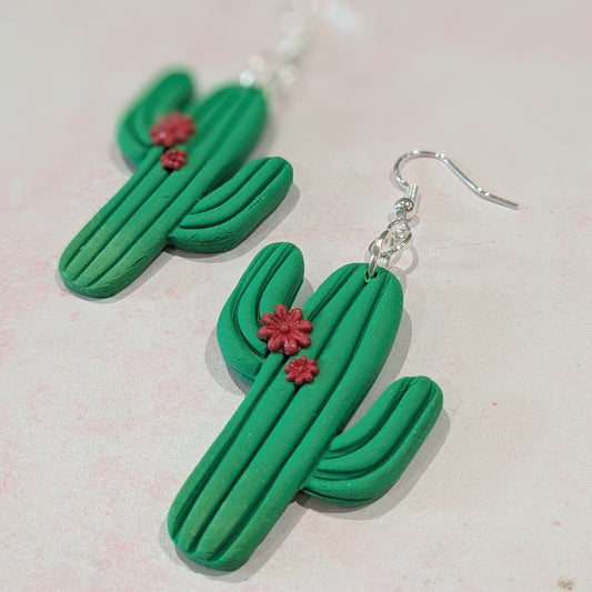 Large Cactus Drop Earrings