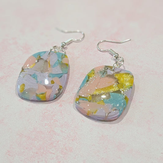 Spring Colour Mix Organic Block Drop Earrings