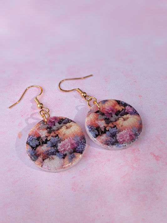 Halloween Print Print Circle Drop Earrings