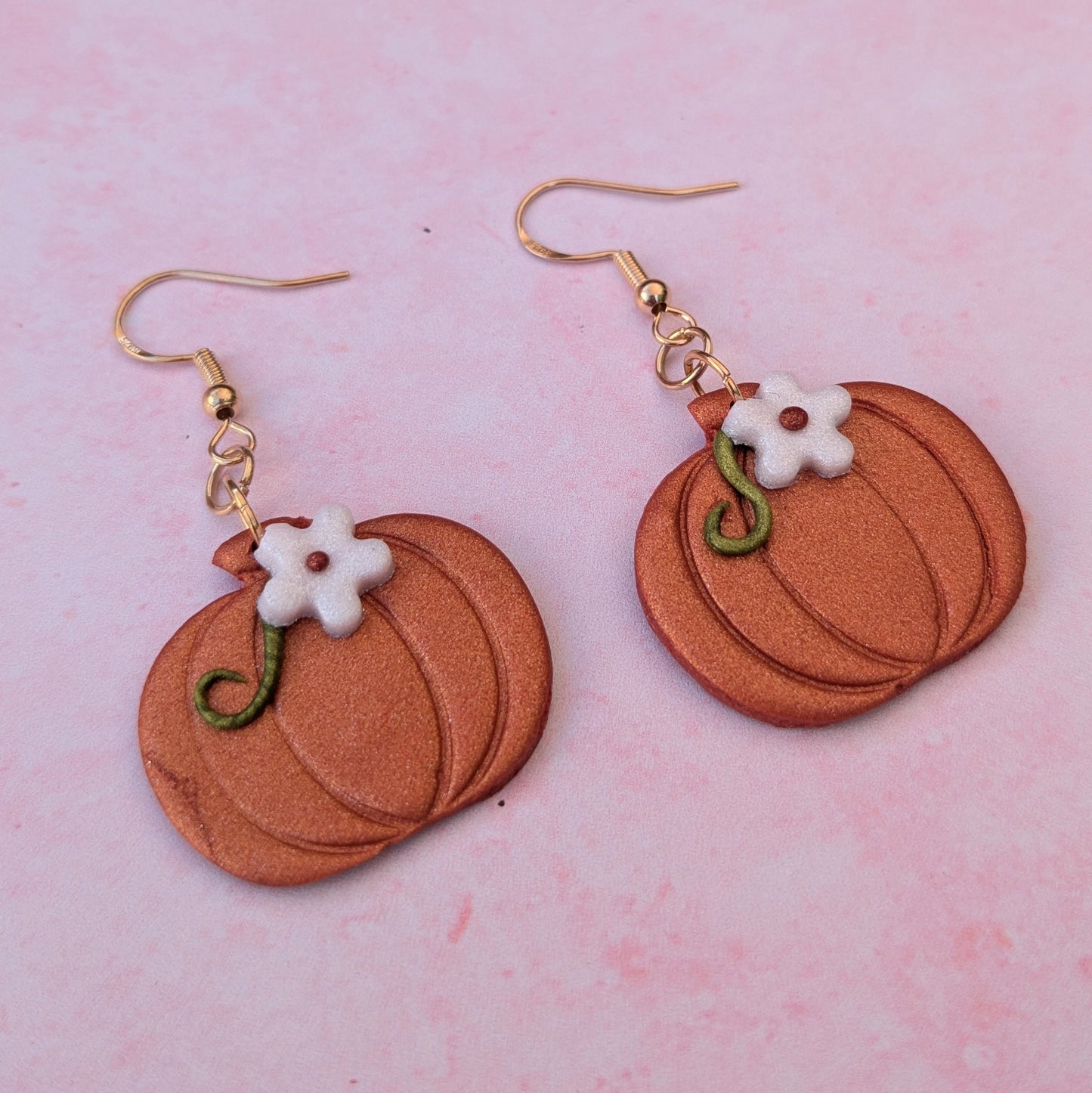 Orange Pumpkin Flower Earrings