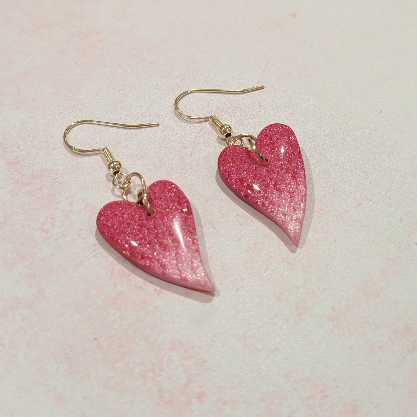 Pink & Red Ombre Heart Drop Earrings