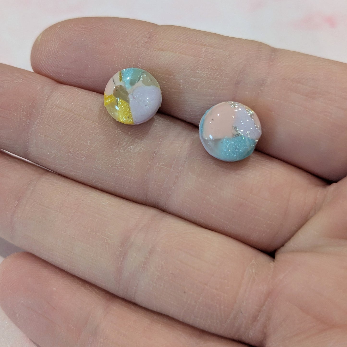 Spring Colour Mix Small Circle Stud Earrings