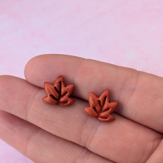 Cute Copper Leaf Studs