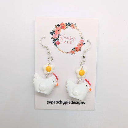 Egg and Chicken Polymer Clay Earrings